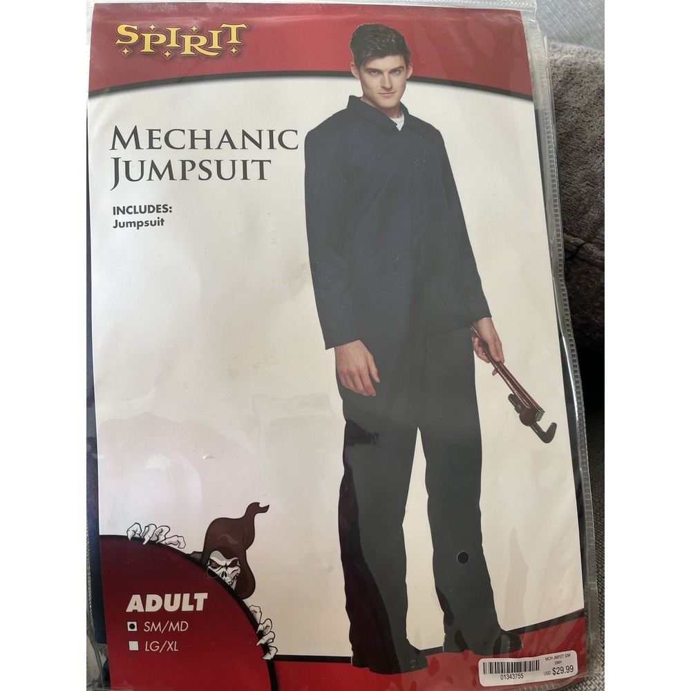 Spirit New! Navy Blue Mechanic Jumpsuit Adult Halloween Costume Size Size SM/MD